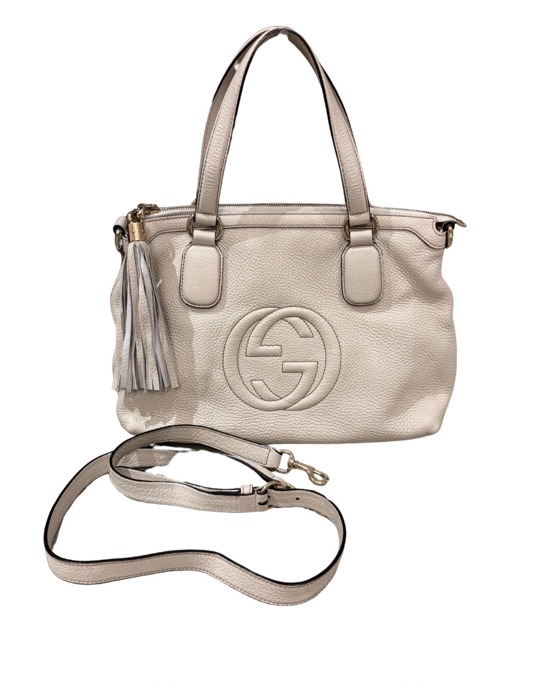 Gucci Soho White Tote with Cross Body Strap
