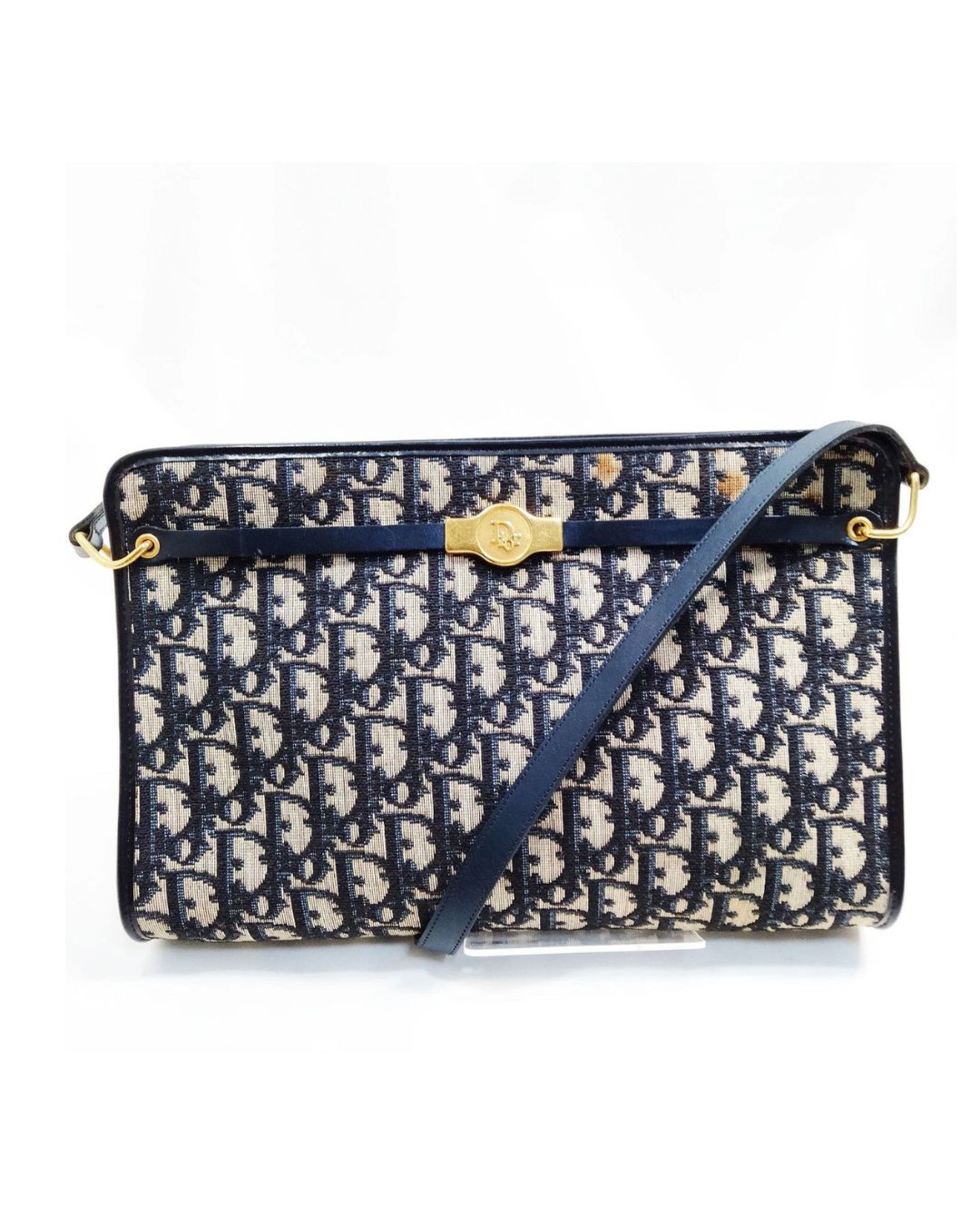 Christian Dior Navy Canvas Shoulder Bag