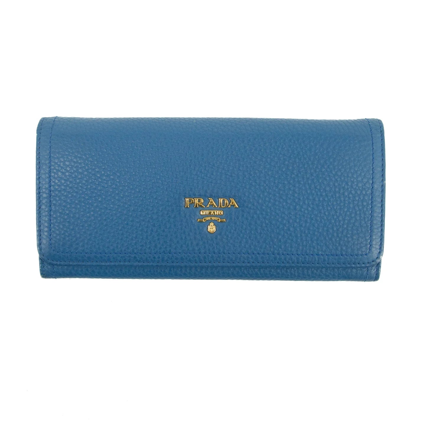 Prada Vitello Daino Blue Wallet