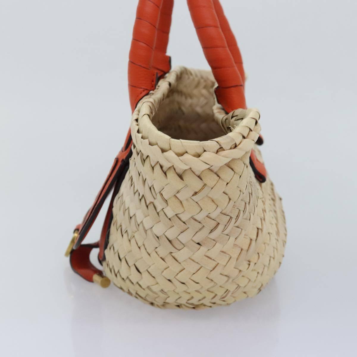 Chloé Mercy Hand Bag Raffia Beige Orange