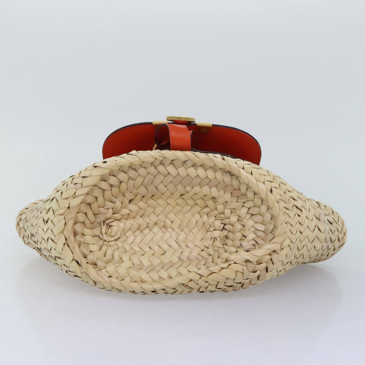 Chloé Mercy Hand Bag Raffia Beige Orange