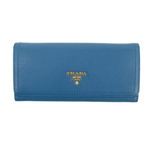 Prada Vitello Daino Blue Wallet