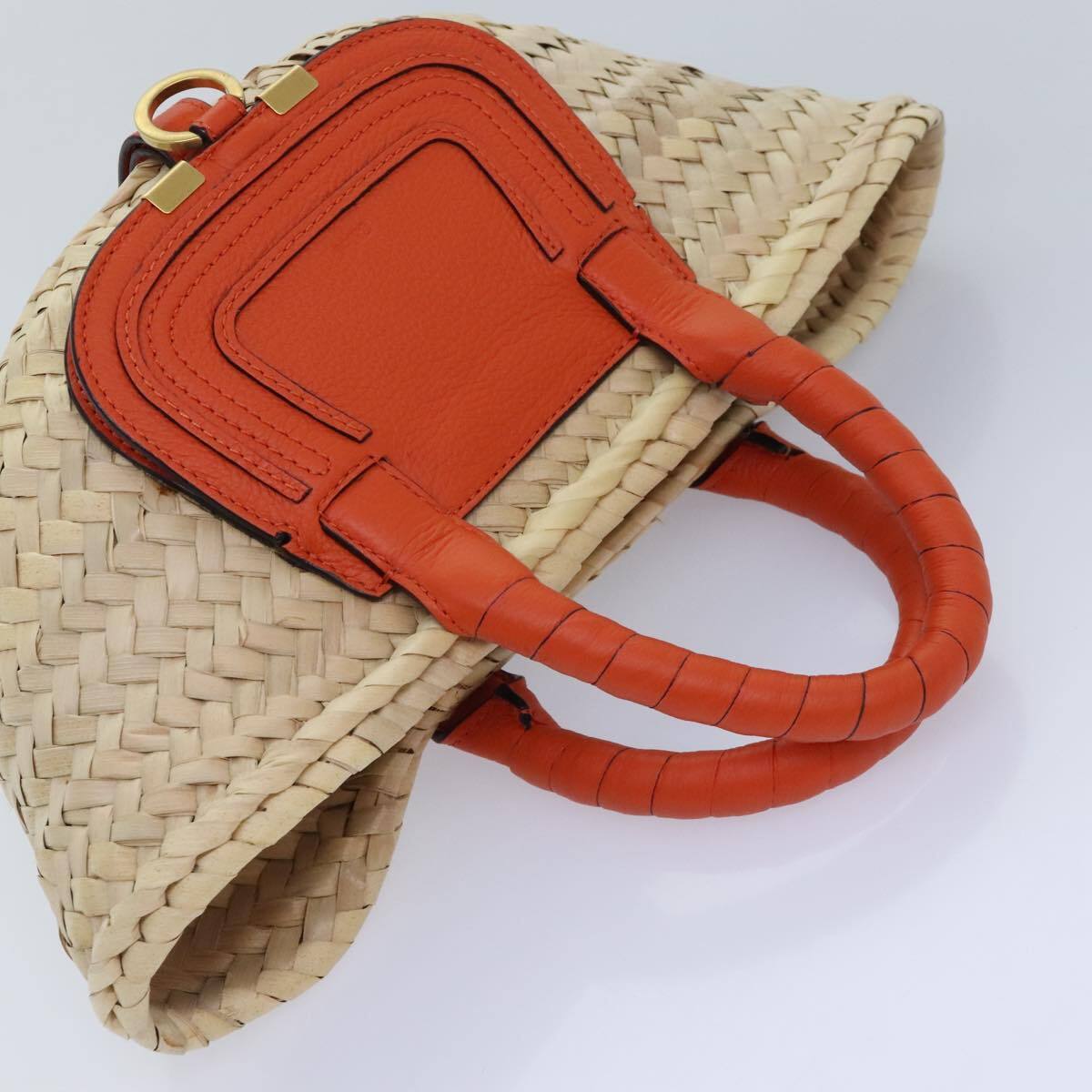 Chloé  Mercy Hand Bag Raffia Beige Orange